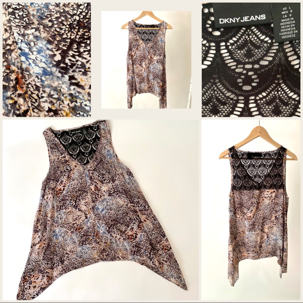 DKNY 🌿 WOMEN 🌿 TOP 🌿 NO SLEEVE 🌿 BROWN & CREAM